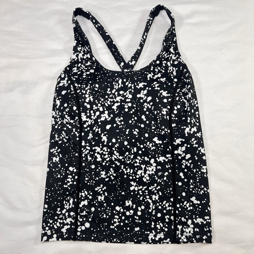 Fabletics Boost Tank Womens Size XS Black White Racerback Built-In Bra Yoga NWOT